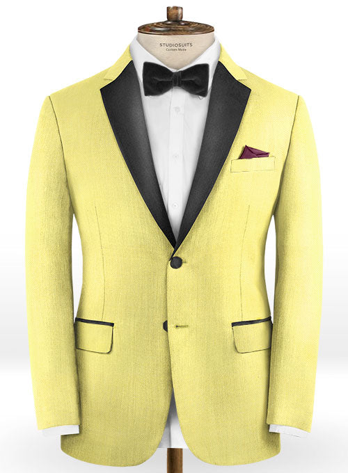 Napolean Yellow Wool Tuxedo Jacket - StudioSuits