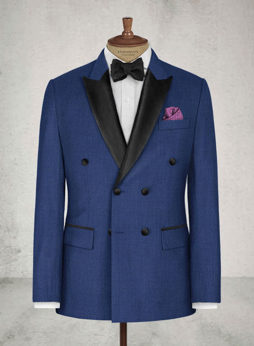 Napolean York Blue Wool Tuxedo Jacket Double Breasted - StudioSuits