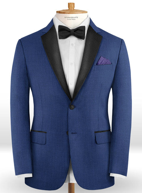 Napolean York Blue Wool Tuxedo Jacket - StudioSuits