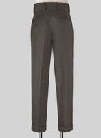 Napolean Sharkskin Brown Double Gurkha Wool Trousers - StudioSuits