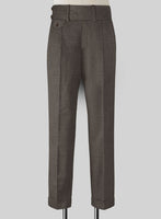 Napolean Sharkskin Brown Double Gurkha Wool Trousers - StudioSuits