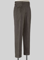 Napolean Sharkskin Brown Double Gurkha Wool Trousers - StudioSuits