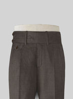 Napolean Sharkskin Brown Double Gurkha Wool Trousers - StudioSuits