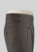 Napolean Sharkskin Brown Double Gurkha Wool Trousers - StudioSuits