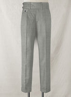 Napolean Sharkskin Light Gray Double Gurkha Wool Trousers - StudioSuits