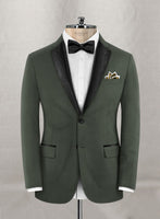 Napolean Military Green Wool Tuxedo Jacket - StudioSuits