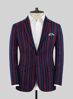 Napolean Izzaro Stripe Garnet Blue Wool Jacket - StudioSuits