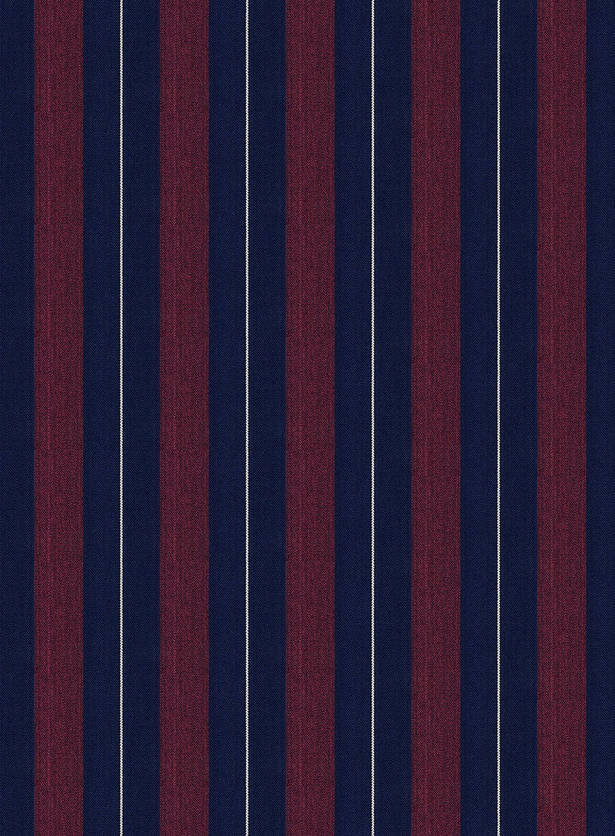 Napolean Izzaro Stripe Garnet Blue Wool Pants - StudioSuits