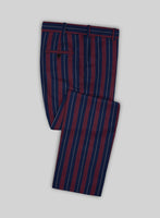 Napolean Izzaro Stripe Garnet Blue Wool Pants - StudioSuits