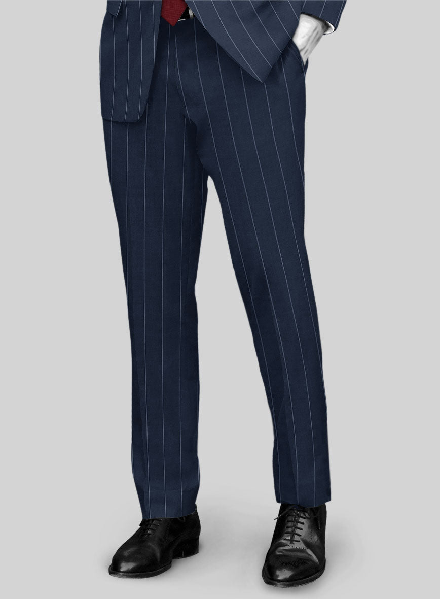 Napolean Wide Stripe Blue Wool Suit - StudioSuits