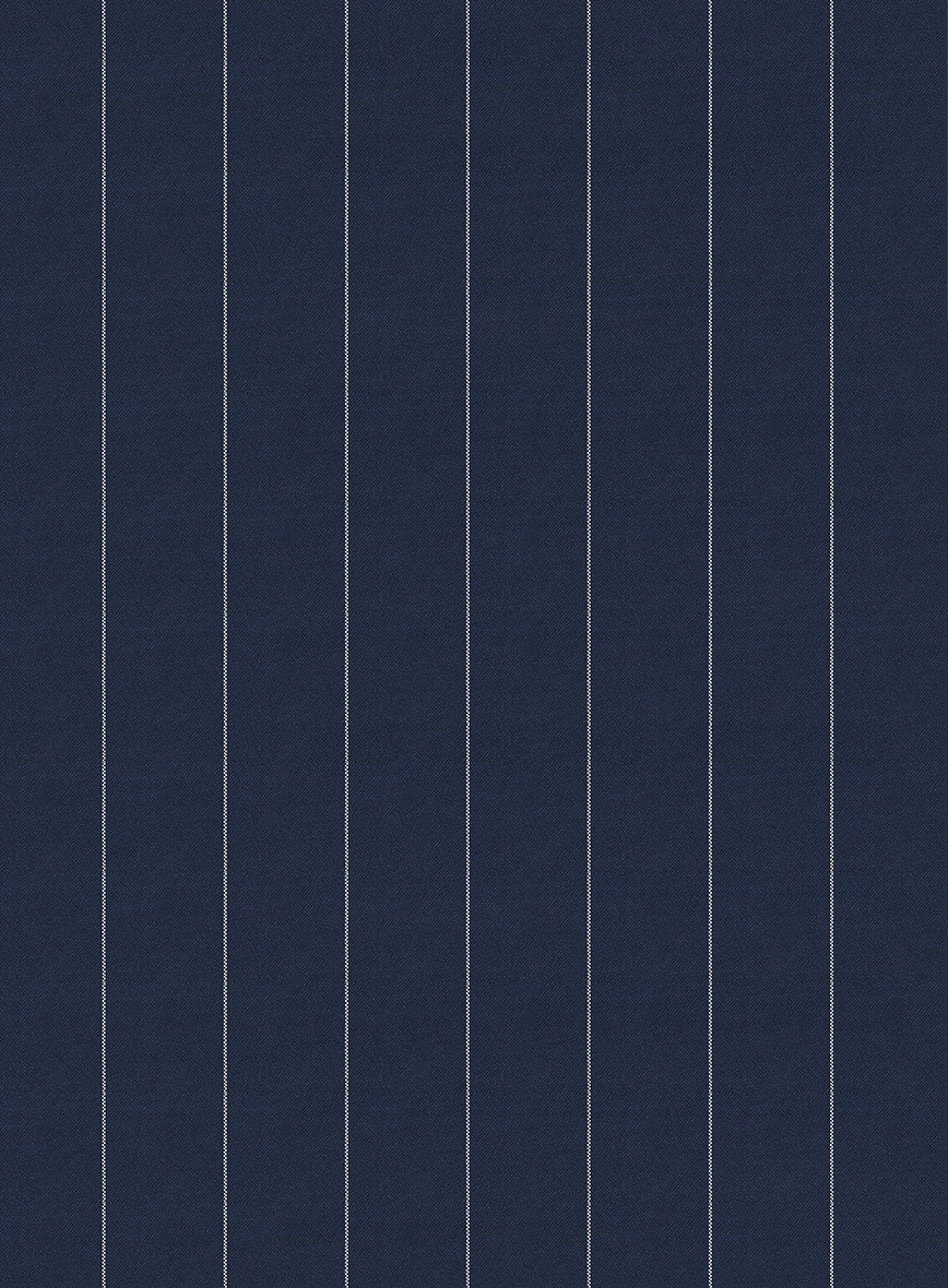 Napolean Wide Stripe Blue Wool Suit - StudioSuits