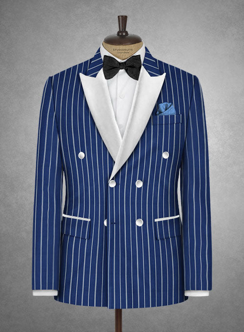 Napolean Pinto Blue Wool Tuxedo Jacket - StudioSuits