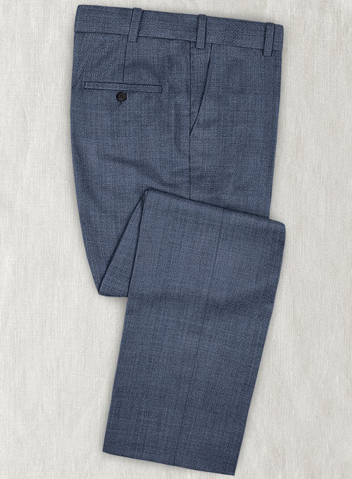 Napolean Sharkskin Slate Blue Wool Suit - StudioSuits