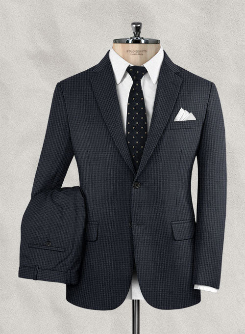 Napolean Matrix Blue Wool Suit - StudioSuits