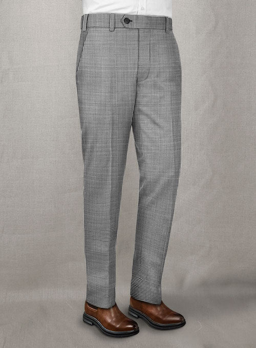 Napolean Mini Houndstooth White Wool Pants - StudioSuits