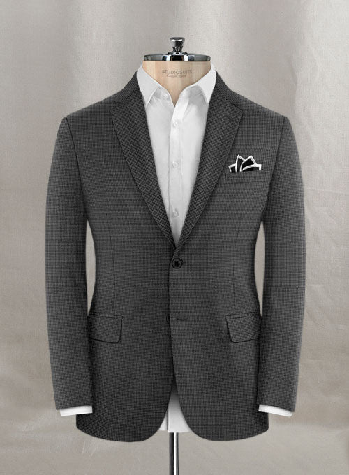 Napolean Mini Houndstooth Gray Wool Suit - StudioSuits