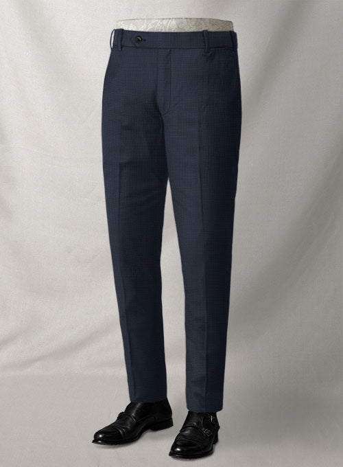 Napolean Mini Houndstooth Blue Wool Pants - StudioSuits