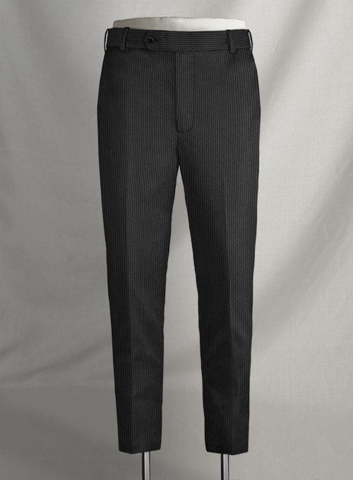 Napolean Mini Stripe Black Wool Pants - StudioSuits