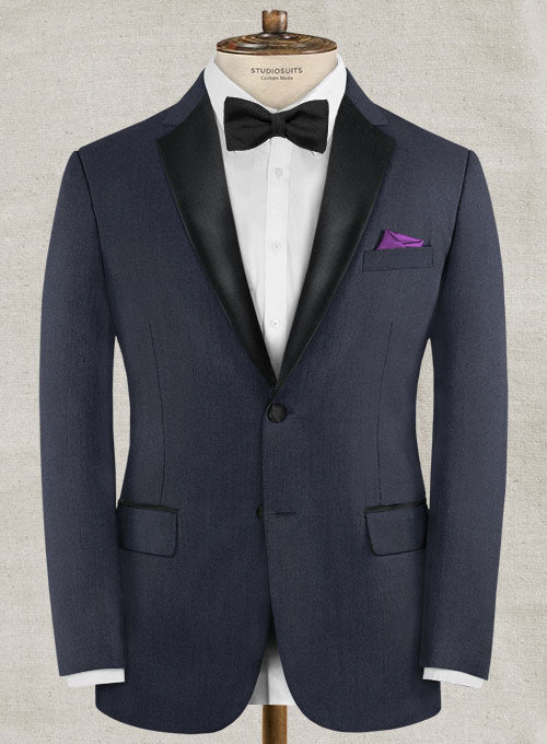 Napolean Navy Blue Wool Tuxedo Jacket - StudioSuits