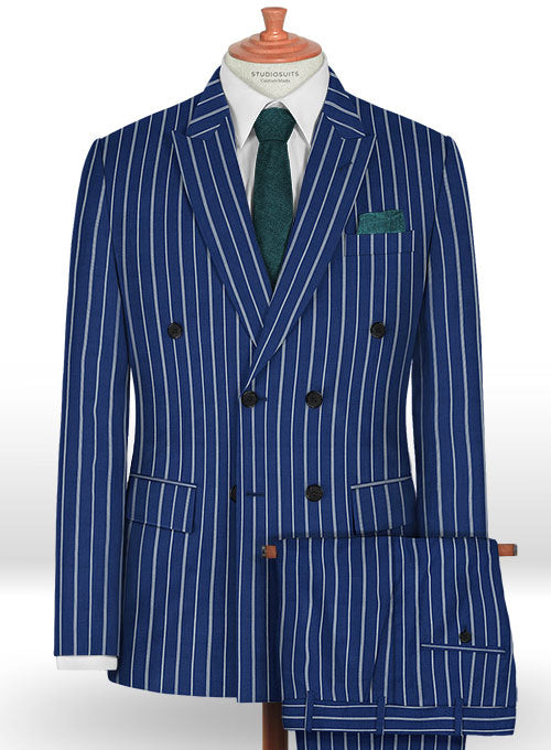 Napolean Pinto Blue Wool Suit - StudioSuits