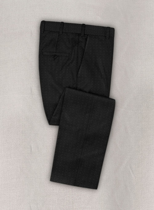 Napolean Polka Black Wool Pants - StudioSuits