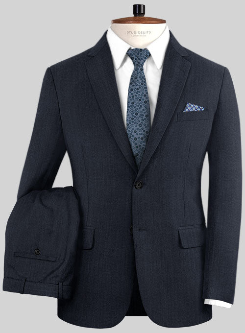 Napolean Self Satin Blue Wool Suit – StudioSuits