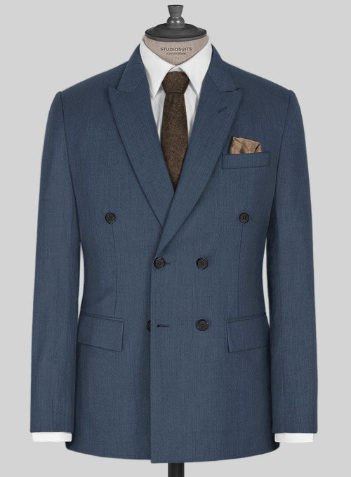 Napolean Slate Blue Wool Suit - StudioSuits