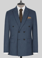 Napolean Slate Blue Wool Suit - StudioSuits