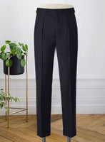 Napolean Stretch Navy Blue Highland Wool Trousers - StudioSuits