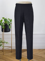 Napolean Stretch Navy Blue Highland Wool Trousers - StudioSuits