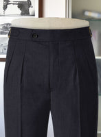 Napolean Stretch Navy Blue Highland Wool Trousers - StudioSuits