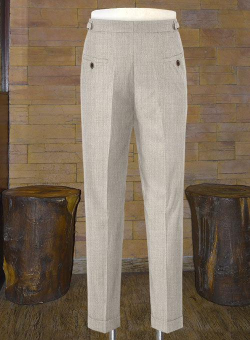 Napolean Stretch Pale Brown Highland Wool Trousers - StudioSuits