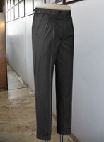 Napolean Stretch Charcoal Highland Wool Trousers - StudioSuits