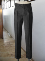 Napolean Stretch Charcoal Highland Wool Trousers - StudioSuits