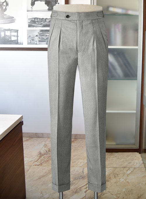 Napolean Stretch Gray Highland Wool Trousers - StudioSuits