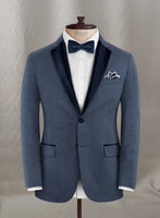 Napolean Stretch Imperial Blue Wool Tuxedo Suit - StudioSuits
