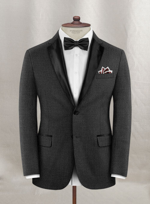 Napolean Stretch Charcoal Wool Tuxedo Suit - StudioSuits