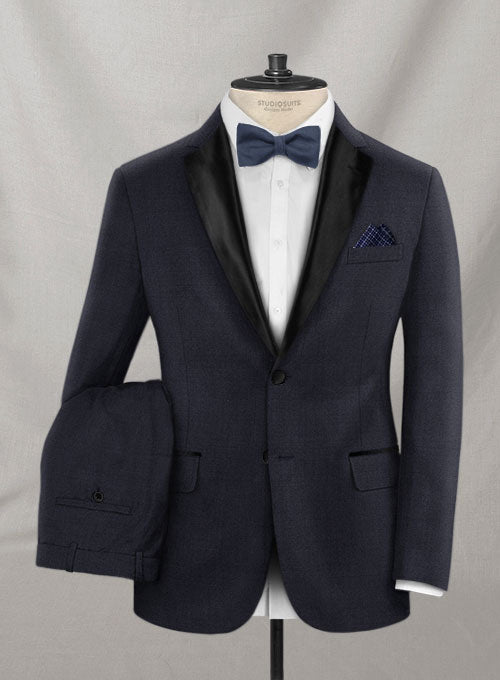Napolean Stretch Navy Blue Wool Tuxedo Suit - StudioSuits