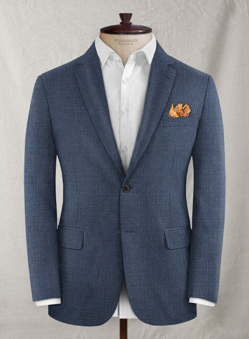 Napolean Stretch Imperial Blue Wool Jacket - StudioSuits