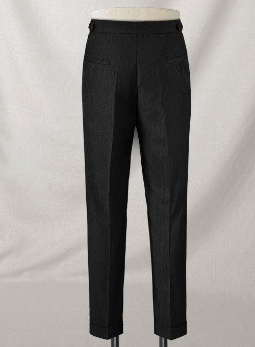 Napolean Stretch Black Highland Wool Trousers - StudioSuits