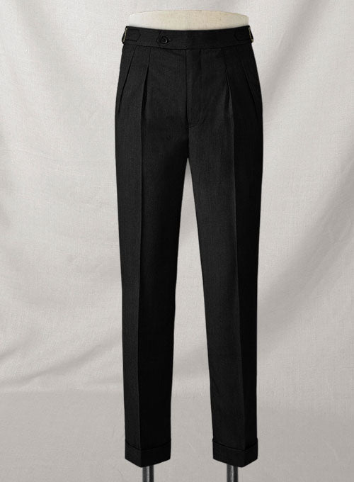 Napolean Stretch Black Highland Wool Trousers - StudioSuits