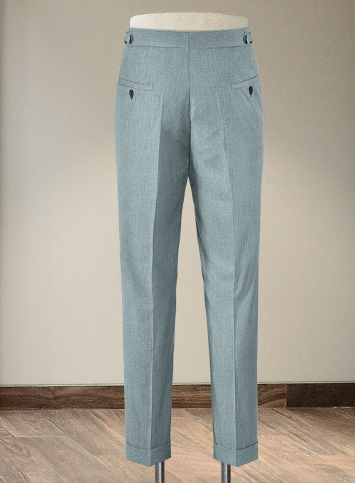 Napolean Stretch Gray Blue Highland Wool Trousers - StudioSuits