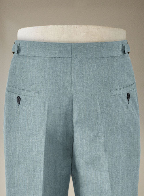 Napolean Stretch Gray Blue Highland Wool Trousers - StudioSuits