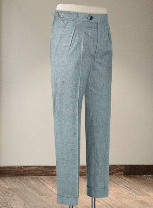 Napolean Stretch Gray Blue Highland Wool Trousers - StudioSuits
