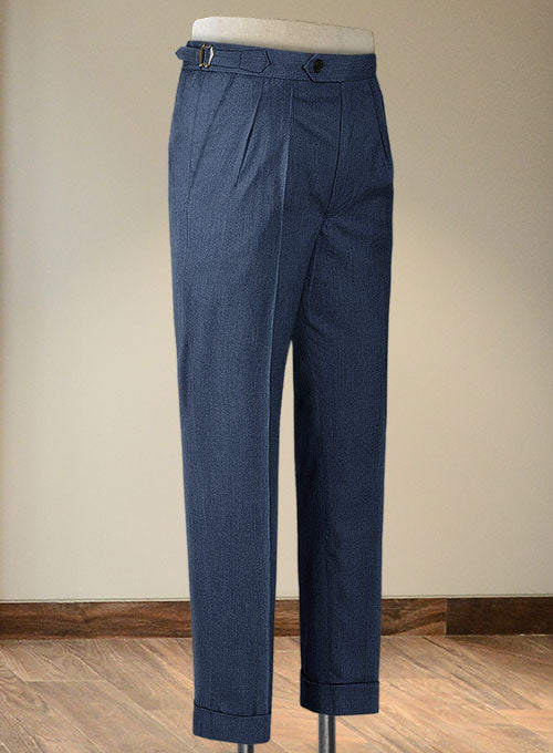 Napolean Stretch Imperial Blue Highland Wool Trousers - StudioSuits