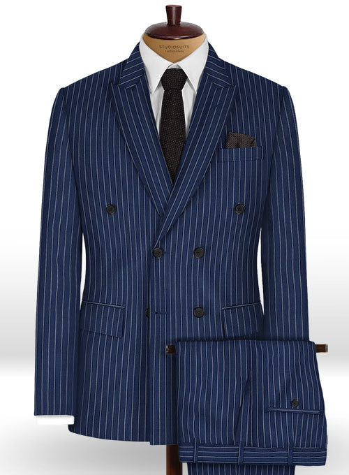 Napolean Stripo Navy Blue Wool Suit - StudioSuits