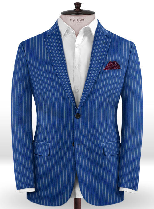 Napolean Stripo Royal Blue Wool Jacket - StudioSuits