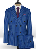 Napolean Stripo Royal Blue Wool Suit - StudioSuits