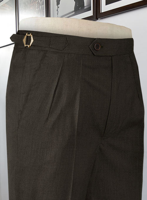 Napolean Stretch Dark Brown Highland Wool Trouser - StudioSuits