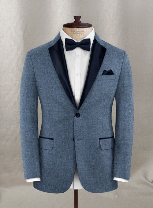 Napolean Stretch Pacific Blue Wool Tuxedo Suit - StudioSuits